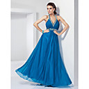 A-line Halter Floor-length Chiffon Evening Dress