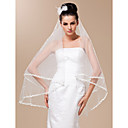 Two-tier Fingertip Wedding Veil With Lace Applique Edge