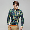 Simple Slim Fit Mens' Check Long Sleeve Shirt