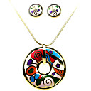 aleación de damas de la moda de los con esmalte incluyendo collar y aretes establecidos