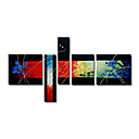 Hand-painted Abstract Oil Painting with Stretched Frame - Set of 5