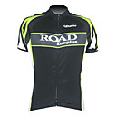 Kooplus-Men's 100% Polyester Short Sleeve Cycling Jersey (Road Green)