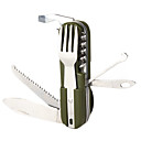 9-in-1 ferramenta portátil (garfo, colher / / abridor de vinho / rolha de rosca faca / / viu, exército verde)