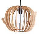 10in 40W Wood Pendant Light in Bird Cage Design