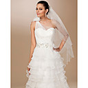 trois niveaux de tulle voile perlé mariage bord du bout des doigts avec des strass ou paillettes (plus de couleurs)