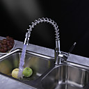 bronze puxar para baixo torneira da cozinha com mudança de cor de luz LED - Primavera