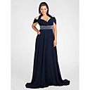 Sheath/Column Halter Short Sleeve Sweep/Brush Train Chiffon Evening Dress