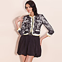 TS Contrast Color Lace Embroidery Short Blazer