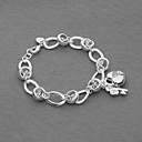 Mode versilbert Herz-Lock-Taste Frauen-Armband