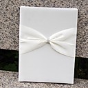 Beautiful White Satin Guest Book with Folded Blank Pages