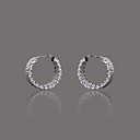 placa de plata hermosa malla Huggie pendientes