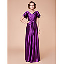 Sheath/Column V-neck Floor-length Stretch Satin Mother of the Bride Dress