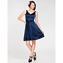 a-Linie v-neck knee-Länge satin Brautjungfer Kleid