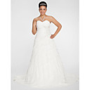 A-line Sweetheart Chapel Train Chiffon Plus Size Wedding Dres