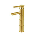Contemporary Golden Painting Finish Bathroom Sink Faucet(Tall) - Bamboo Shape Design