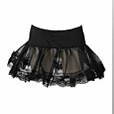 organza negro corto de longitud dulce falda lolita con encaje de flores
