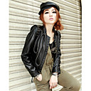 Long Sleeve  Standing Collar Party/ Career Lambskin Leather Jacket