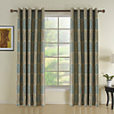 (Dos paneles) jacquard floral azul cortinas de ahorro de energía