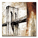 Printed Architecture New York City Brooklyn Bridge Canvas Art with Stretched Frame