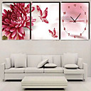 Butterfly Flower Canvas Wall Clock 3pcs