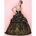 Ball Gown Halter Floor-length Taffeta Prom Dress With Pick-up Skirt