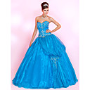 Ball Gown Sweetheart Strapless Floor-length Organza Prom Dress With Pick-ups