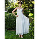 schede / column sweetheart enkellange chiffon jurk