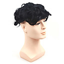 100% Indian Remy Haar Kort Krullend Mens Toupee Met Gestreept 1 "Thin Skin