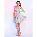 a-Linie trägerlosen kurz / Mini-Chiffon-Kleid