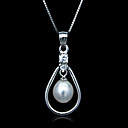 Fine Jewelry Elegant Silver Profile Zircon Freshwater Pearl Sterling Silver Necklace