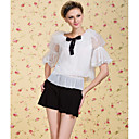 TS VINTAGE Bow Tie Short Sleeve Mesh Blouse
