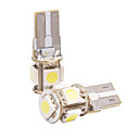T10 Car Light with 5 LEDs (in a Pair, 5050, 1W, Lumen(LM) 60, Color Temperature 6000-6500K, 12V, White Light)