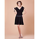 Sheath/Column V-neck Short Sleeve Knee-length Polyester Mother of the Bride Dress