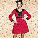 TS VINTAGE Contrast Color Polka Dot Dress