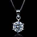 Fine Jewelry Simply 1 Carat Zircon Sterling Silver Necklace