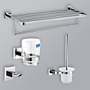 Chrome Finish Bathroom Accessory Set With 24-Inch Towel Rack