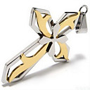 mannen gouden kruis stalen hanger (gratis ketting) (4,9 * 3,3 * 0,4 cm)