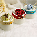 Round Favor Boxes With Rhinestone And Flower - Set of 12 (More Colors)