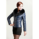 Elegant Long Sleeve Fox Fur Collar Casual/Evening Lambskin Leather Jacket with Down(More Colors)