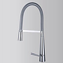 Contemporary Solid Brass Chrome Finish Single Handle Kitchen Faucet