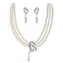 perlas de marfil de dos piezas de dos capas collar de las señoras y un conjunto pendiente joyas (38 cm)