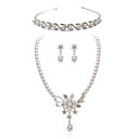 Gorgeous Clear Crystals With Imitation Pearls Wedding Jewelry Set,Including Necklace,Earrings And Tiara