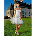 Sheath/Column Sweetheart Knee-length  Lace And Tulle Wedding Dress