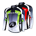 NUCKILY-100% Polyester Long-Sleeve Cycling Jersey with Fleece Side (Red/Green)