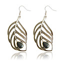 Charming Alloy Feather Design Drop Earrings