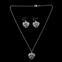 Beautiful Silver Plated Big Hollow Heart Women's Jewelery Set Including Necklace,Earring