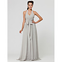 A-line Halter Floor-length Chiffon Bridesmaid Dress