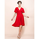 Sheath/Column Neckline Knee-length Stretch Satin Wrap Dress
