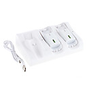 3IN1 USB Charging Stand/Station/Dock + Double 1800mAh Rechargeable Battery Pack for Wii/Wii U Remote (White)