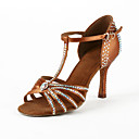 Damen Satin / Strass Obere T-Strap Latin / Salsa Tanzschuhe